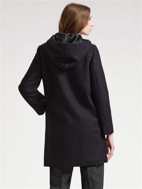 prada coat fur hood|Prada rain coats women's.